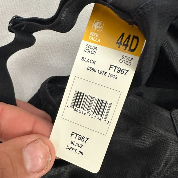 Fit For Me By Fruit Of The Loom Plus Size 360 Stretch Black Underwire Bra 44D - Picture 4 of 6